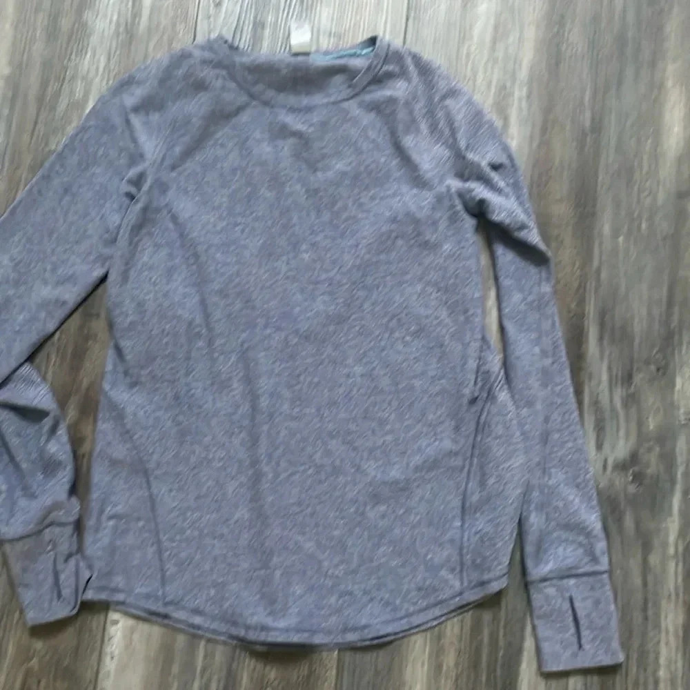 Ivivva Shirt Girls 14 Blue Gray Lululemon Calm to Energy Long Sleeve Shirt